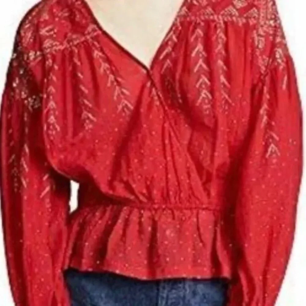 Free People Counting Stars Balloon‎ Sleeve Peasant Blouse Size XS